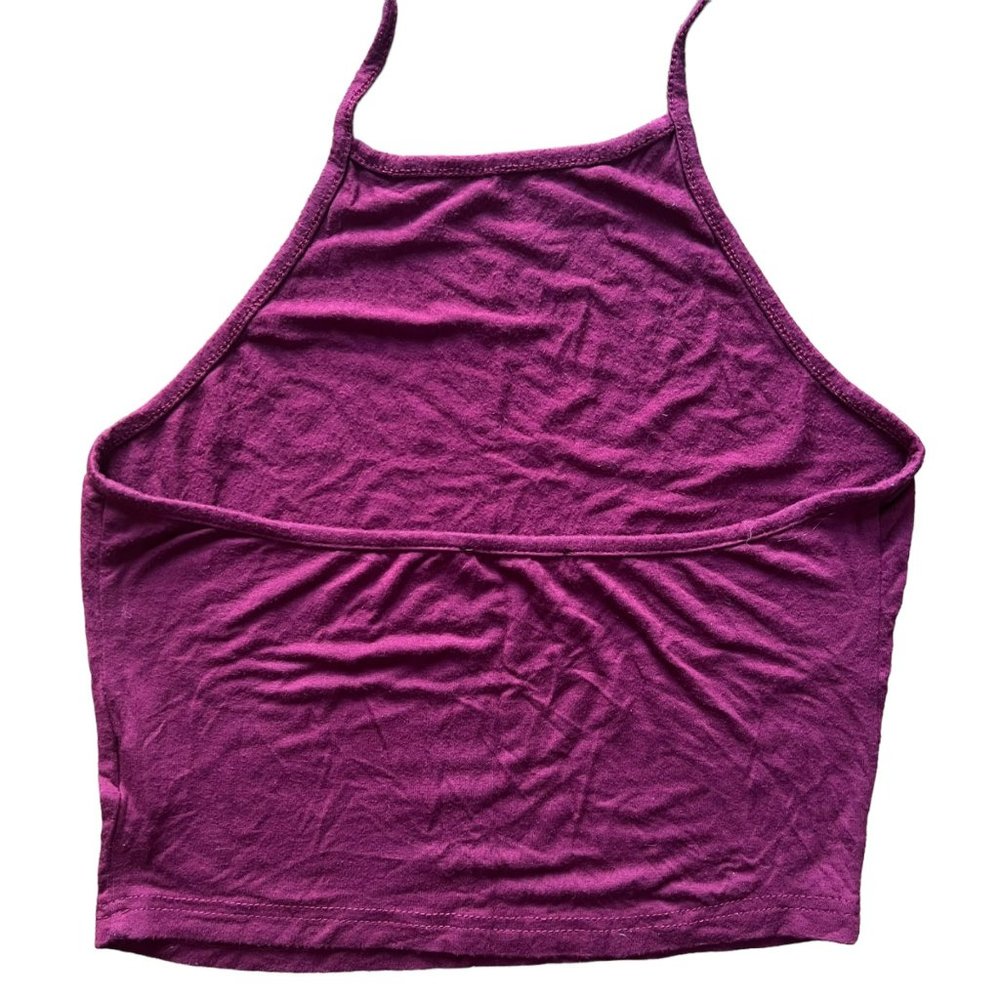 Shein Maroon  Halter Crop Top Tie Back Solid Women's Size Small - Picture 5 of 7